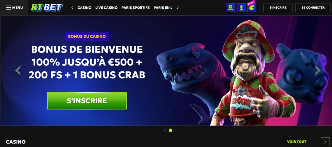 RTBet Casino Bonus de bienvenue